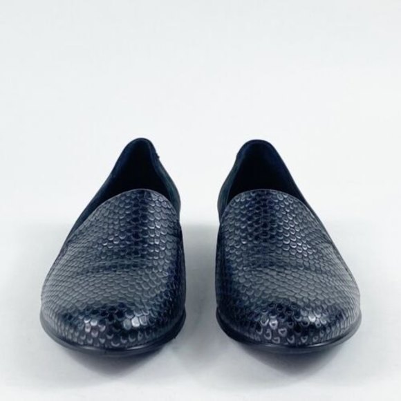 ECCO Touch Ballerina 2 Black Slip On Shoes Sz 37 6 6.5 Snakeskin Scale Loafers - Picture 4 of 10